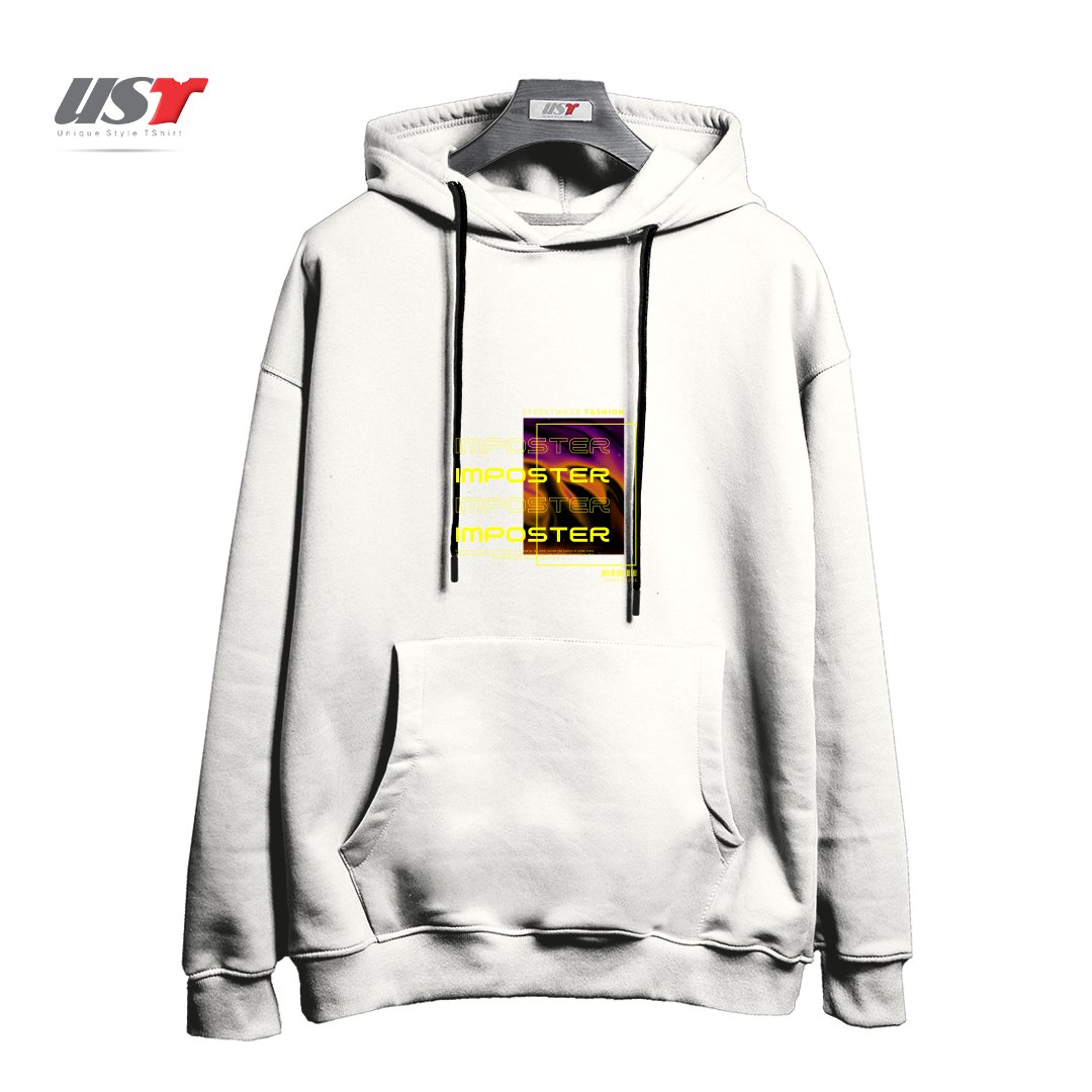 طرح typography 69 هودی اورسایزرنگ سفید