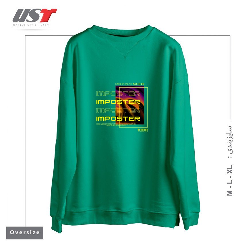 طرح typography 69 سوییشرت اورسایزرنگ سبز سدری