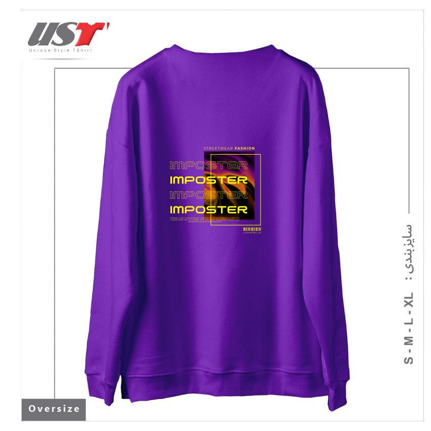 طرح typography 69 سوییشرت اورسایزرنگ بنفش