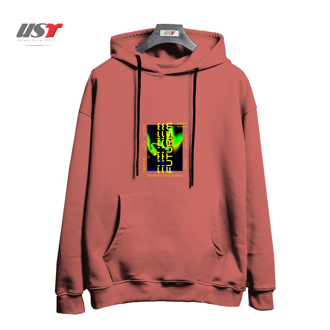 طرح typography 70 هودی اورسایزرنگ آجری