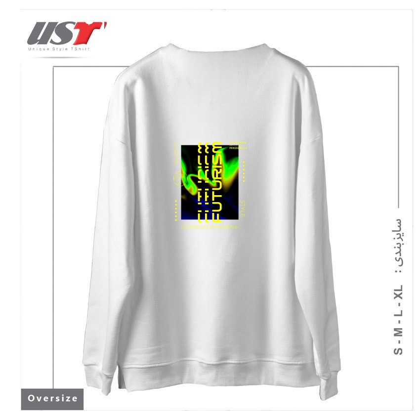 طرح typography 70 سوییشرت اورسایزرنگ سفید