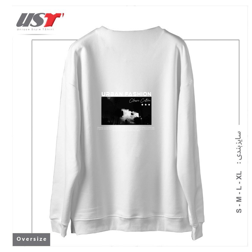 طرح typography 71 سوییشرت اورسایزرنگ سفید