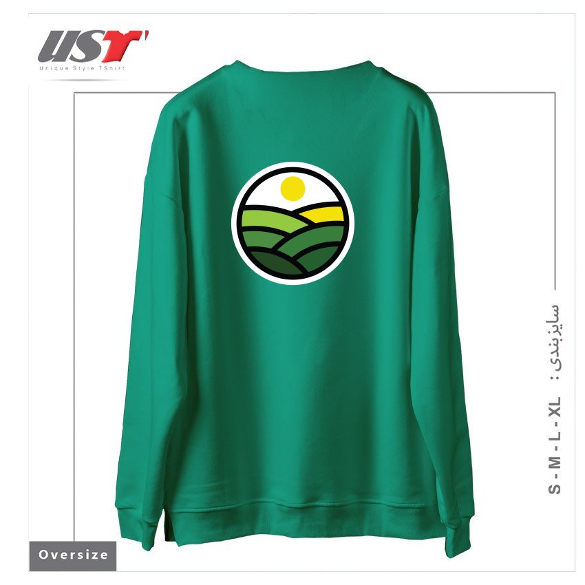 طرح NATURE LINE سوییشرت اورسایزرنگ سبز سدری