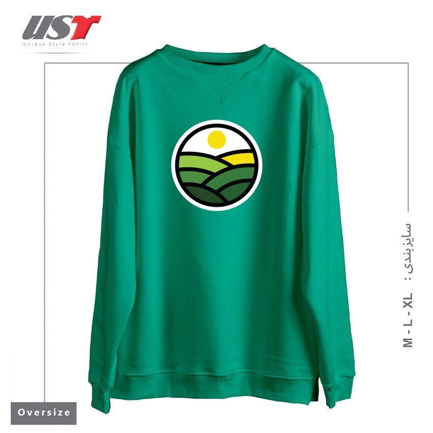 طرح NATURE LINE سوییشرت اورسایزرنگ سبز سدری