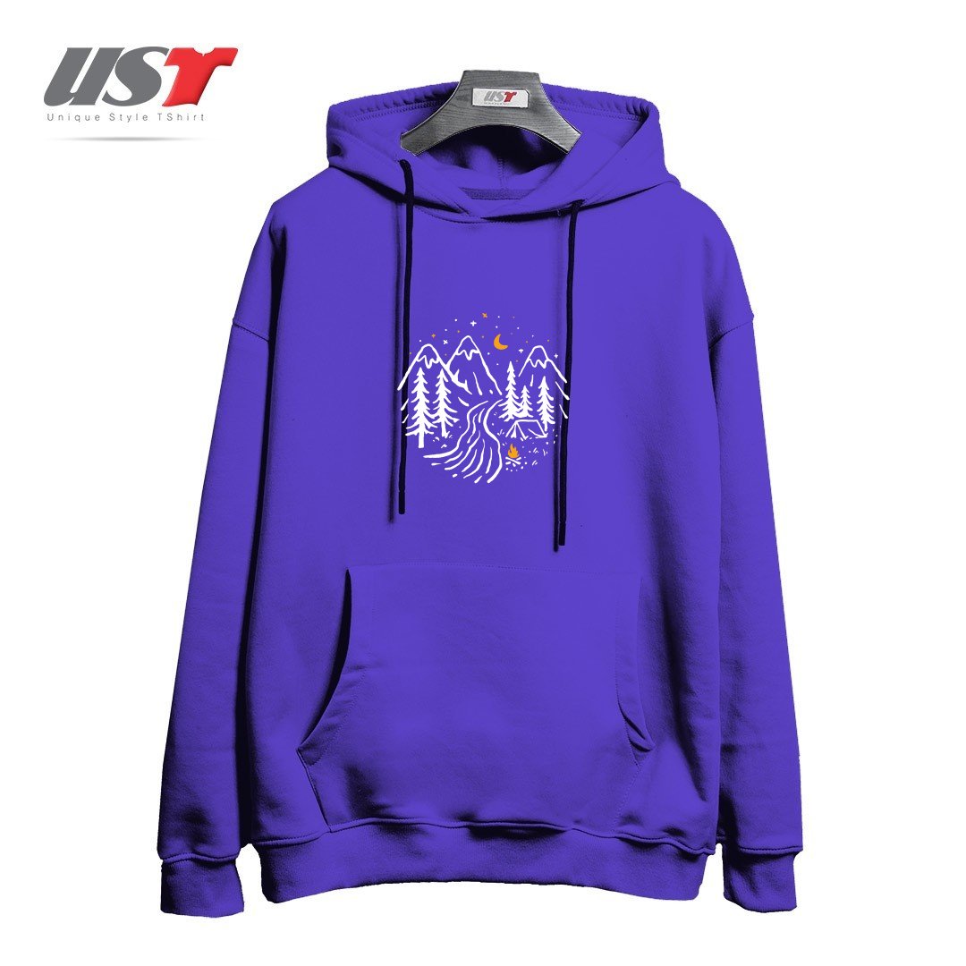 طرح NIGHT CAMPING هودی اورسایزرنگ بنفش