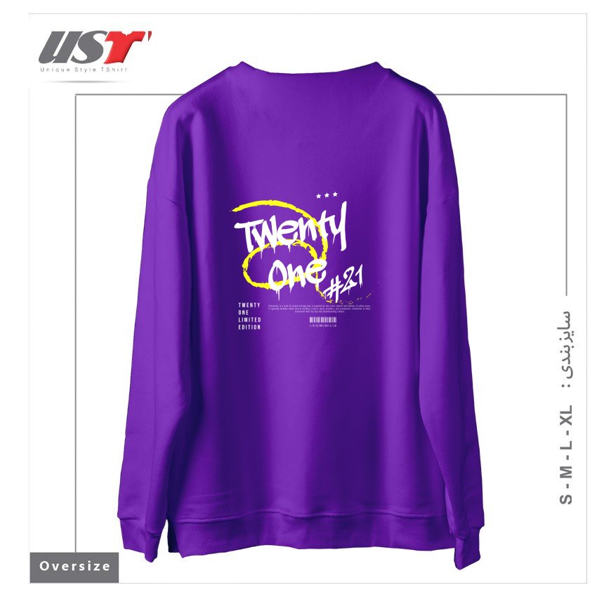 طرح typography 74 سوییشرت اورسایزرنگ بنفش