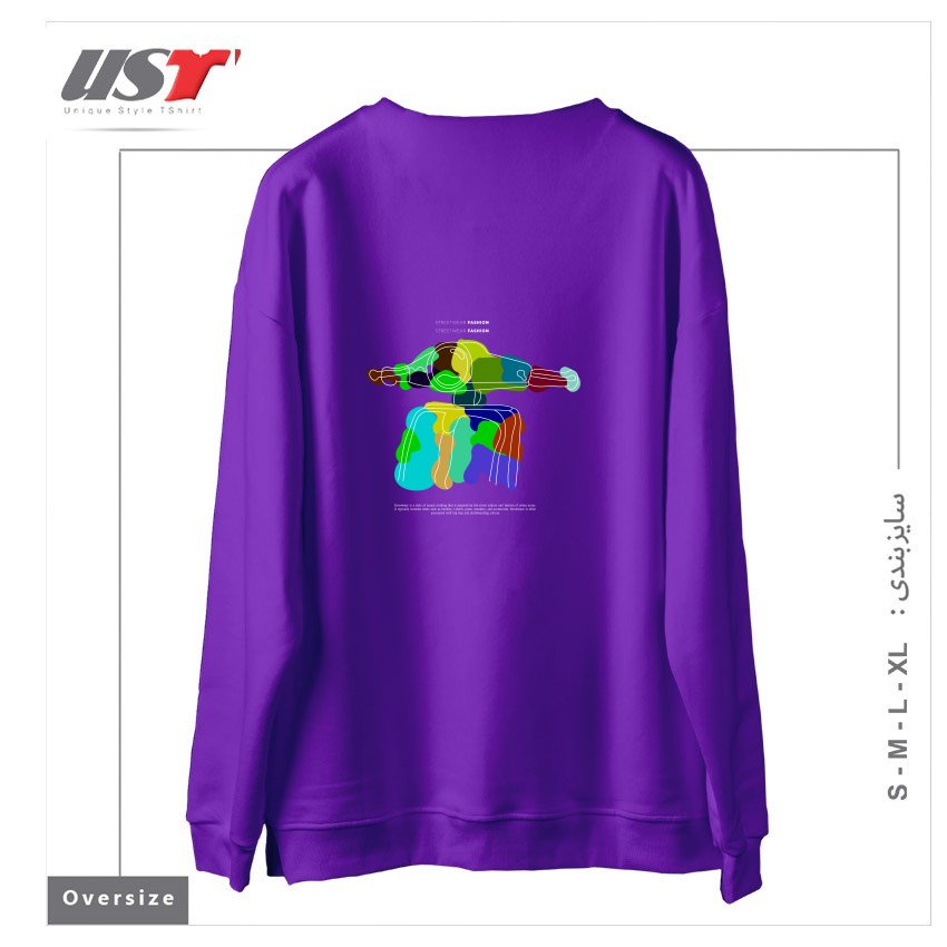 طرح typography 77 سوییشرت اورسایزرنگ بنفش