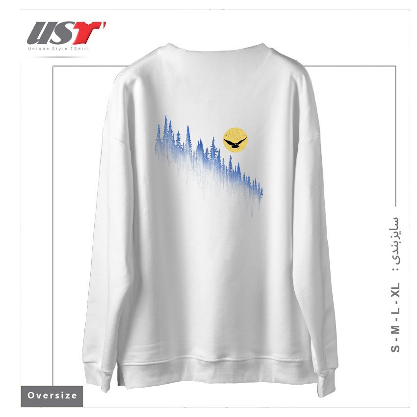 طرح OWL MOON سوییشرت اورسایزرنگ سفید