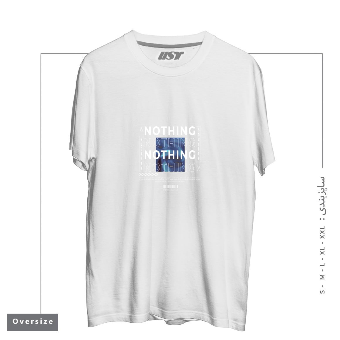 طرح typography 83 تیشرت اورسایزرنگ سفید