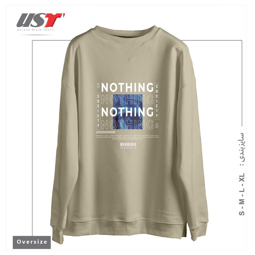 طرح typography 83 سوییشرت اورسایزرنگ نخودی