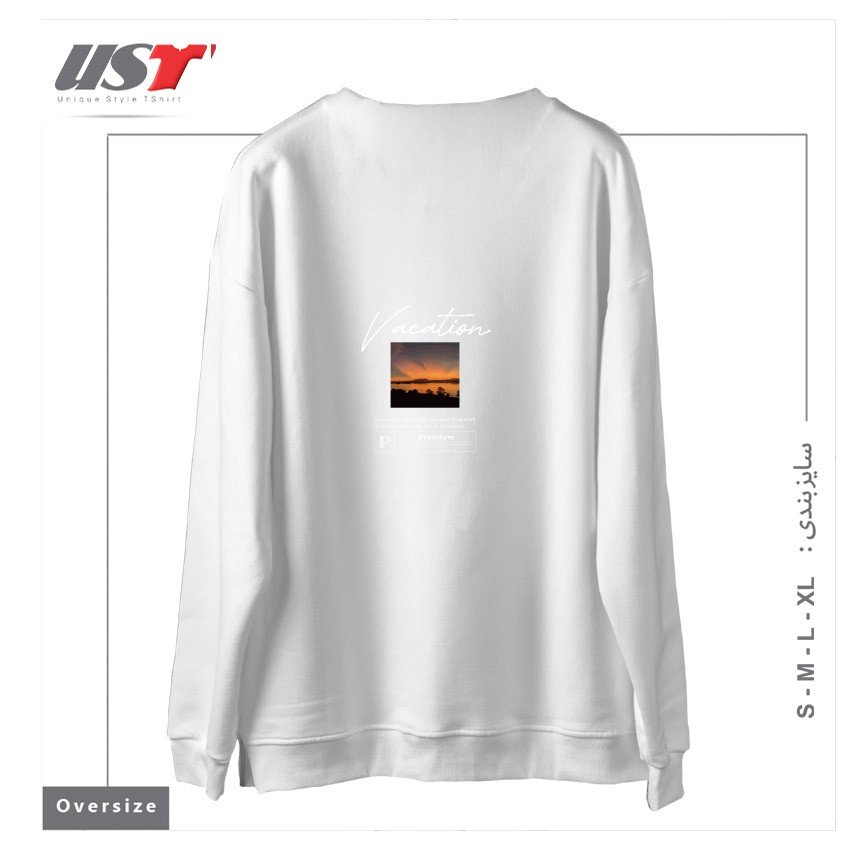 طرح typography 89 سوییشرت اورسایزرنگ سفید