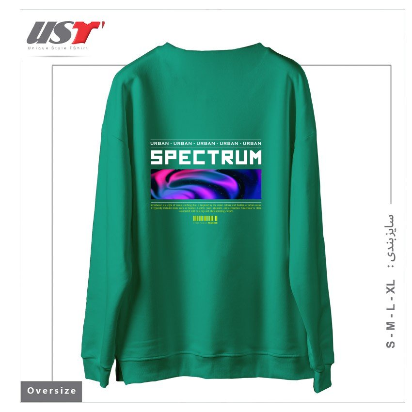 طرح typography 90 سوییشرت اورسایزرنگ سبز سدری