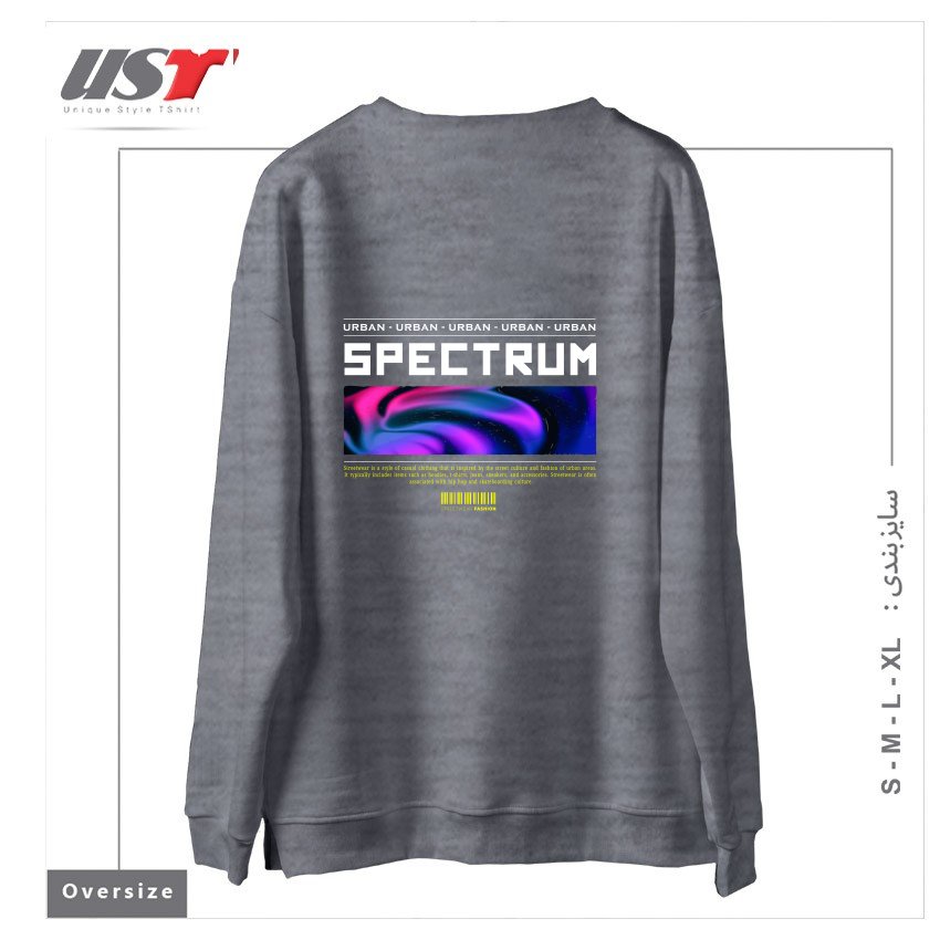 طرح typography 90 سوییشرت اورسایزرنگ طوسی ملانژ