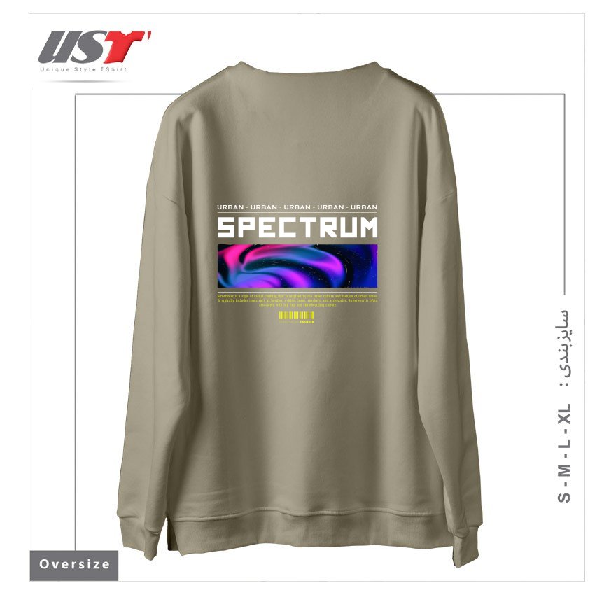 طرح typography 90 سوییشرت اورسایزرنگ نخودی