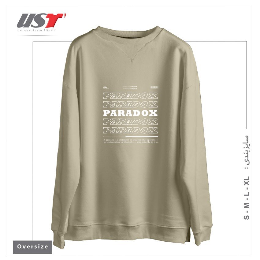 طرح typography 91 سوییشرت اورسایزرنگ نخودی