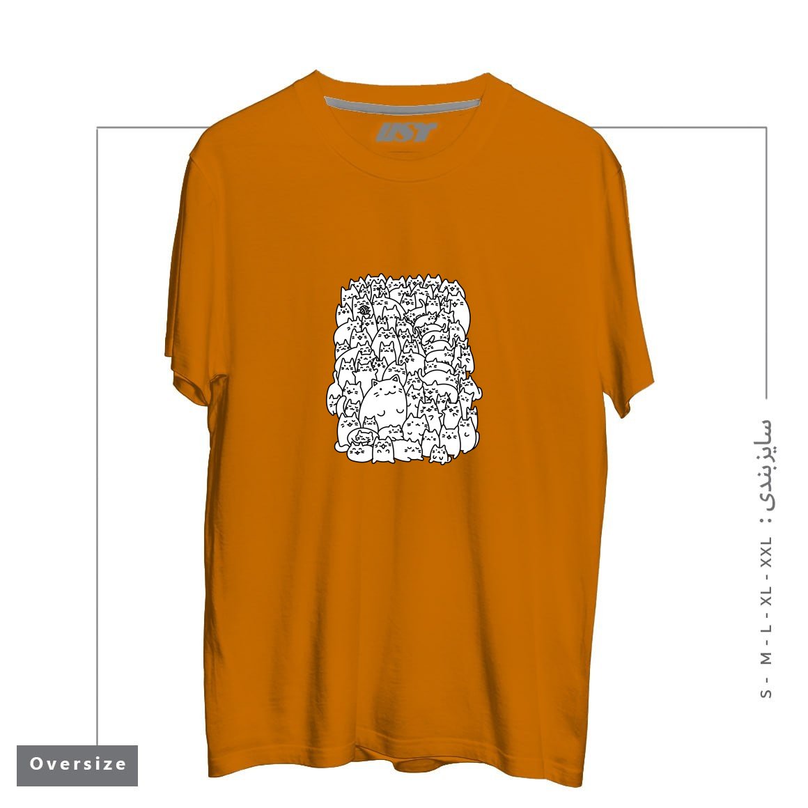 طرح DOODLETOWN KITTIES تیشرت اورسایزرنگ پرتغالی