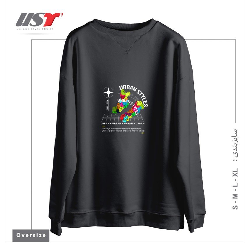 طرح typography 94 سوییشرت اورسایزرنگ دودی