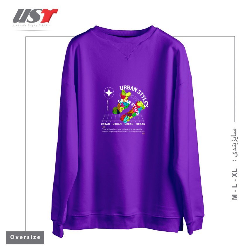 طرح typography 94 سوییشرت اورسایزرنگ بنفش