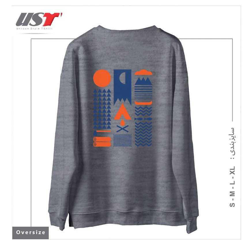 طرح SIMPLIFY سوییشرت اورسایزرنگ طوسی ملانژ