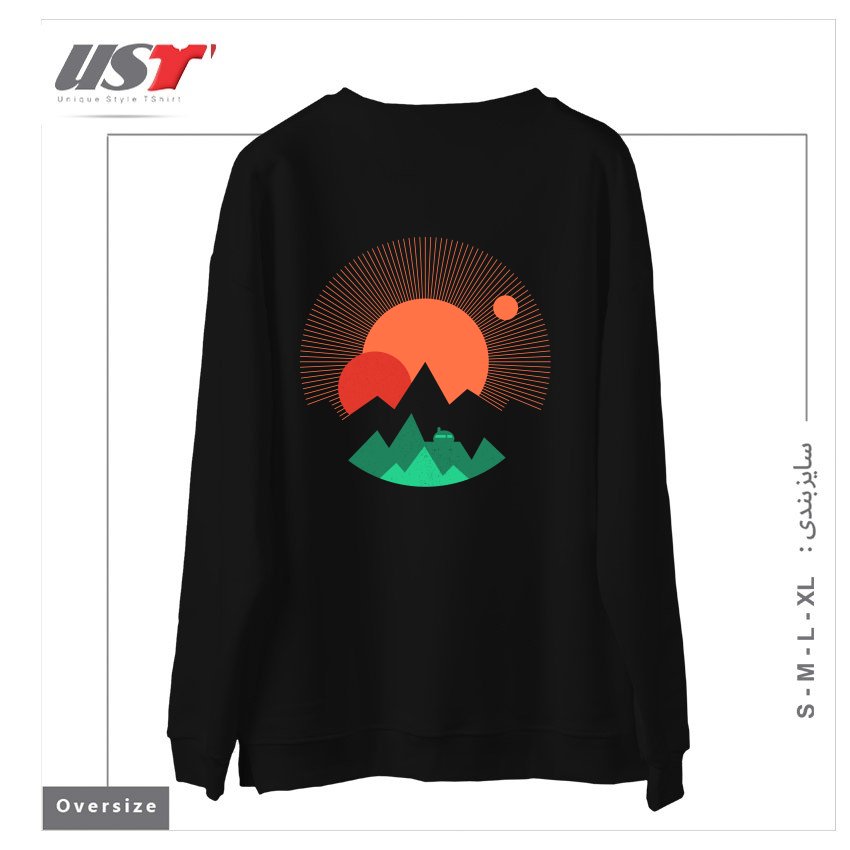 طرح SOMEWHERE IN THE GALAXY سوییشرت اورسایزرنگ مشکی