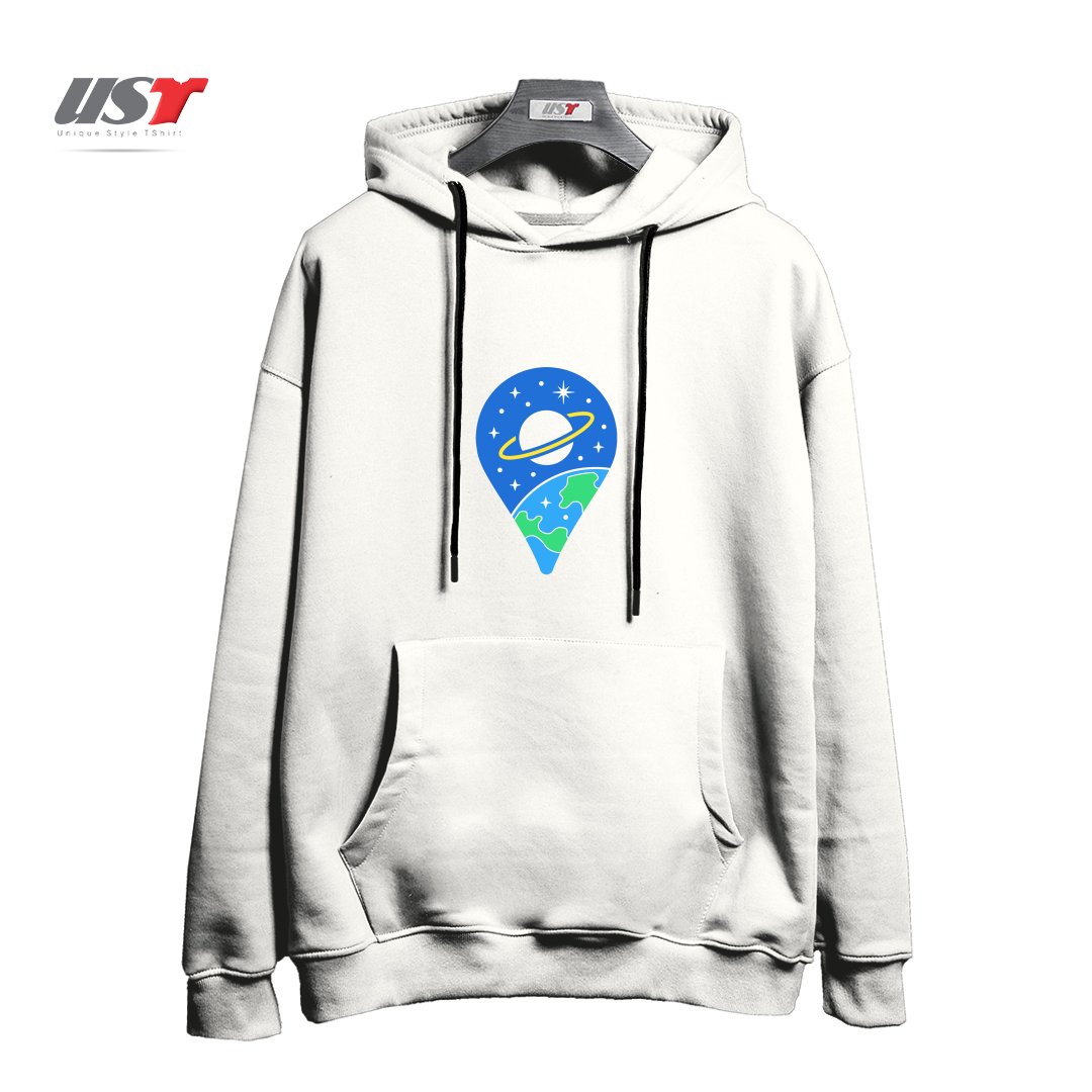 طرح SPACE PIN هودی اورسایزرنگ سفید