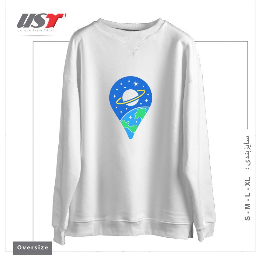 طرح SPACE PIN سوییشرت اورسایزرنگ سفید