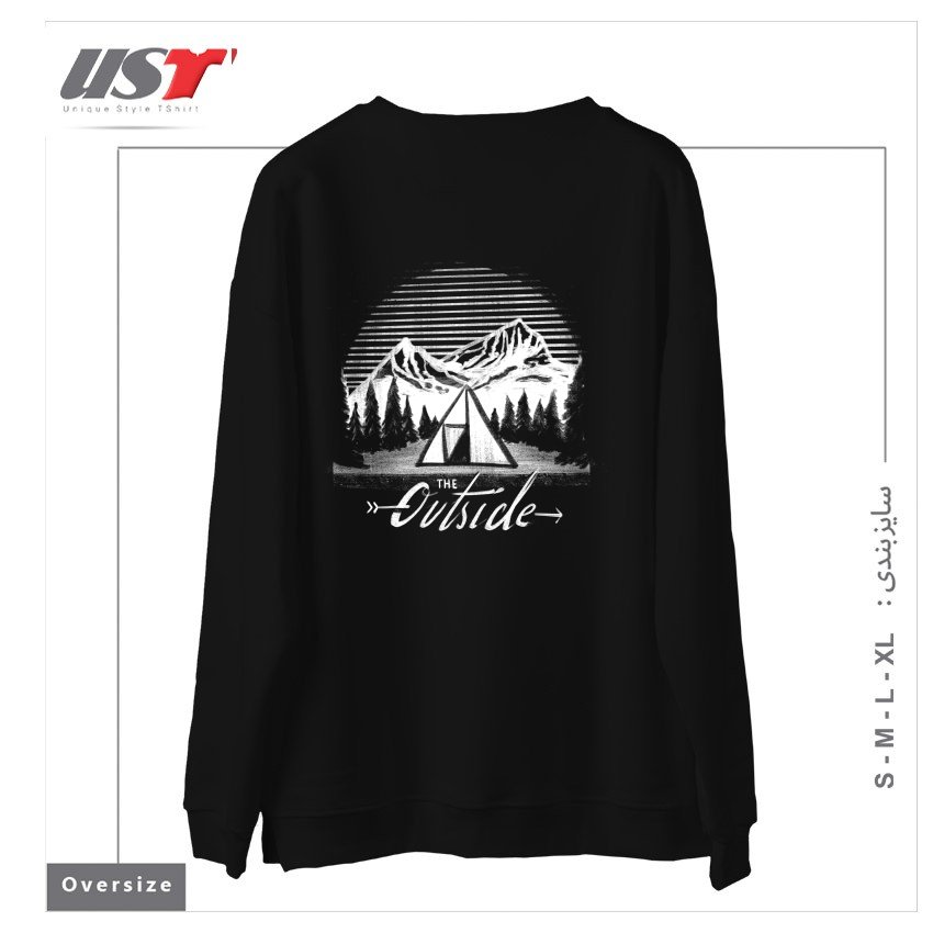 طرح THE OUTSIDE سوییشرت اورسایزرنگ مشکی