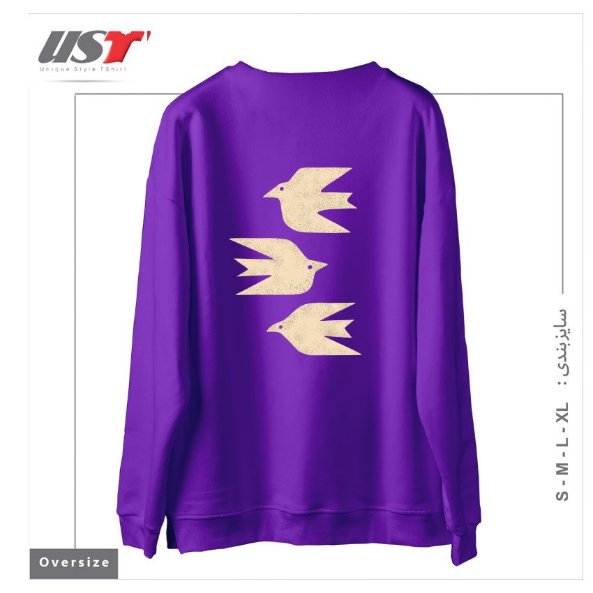 طرح DOVES IN FLIGHT سوییشرت اورسایزرنگ بنفش