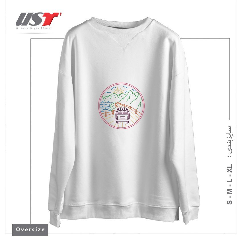 طرح TOUR MOUNTAIN سوییشرت اورسایزرنگ سفید