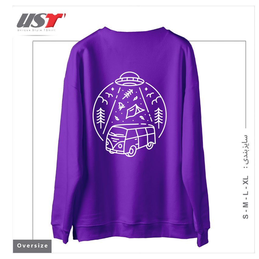 طرح UFO ROAD TRIP سوییشرت اورسایزرنگ بنفش