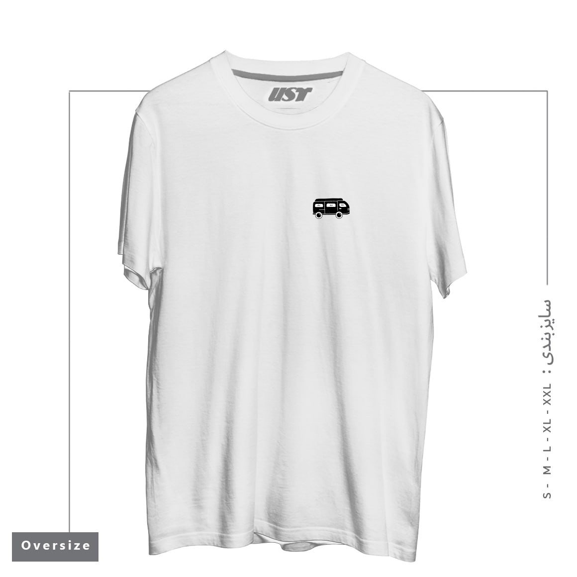 طرح VAN CAR تیشرت اورسایزرنگ سفید