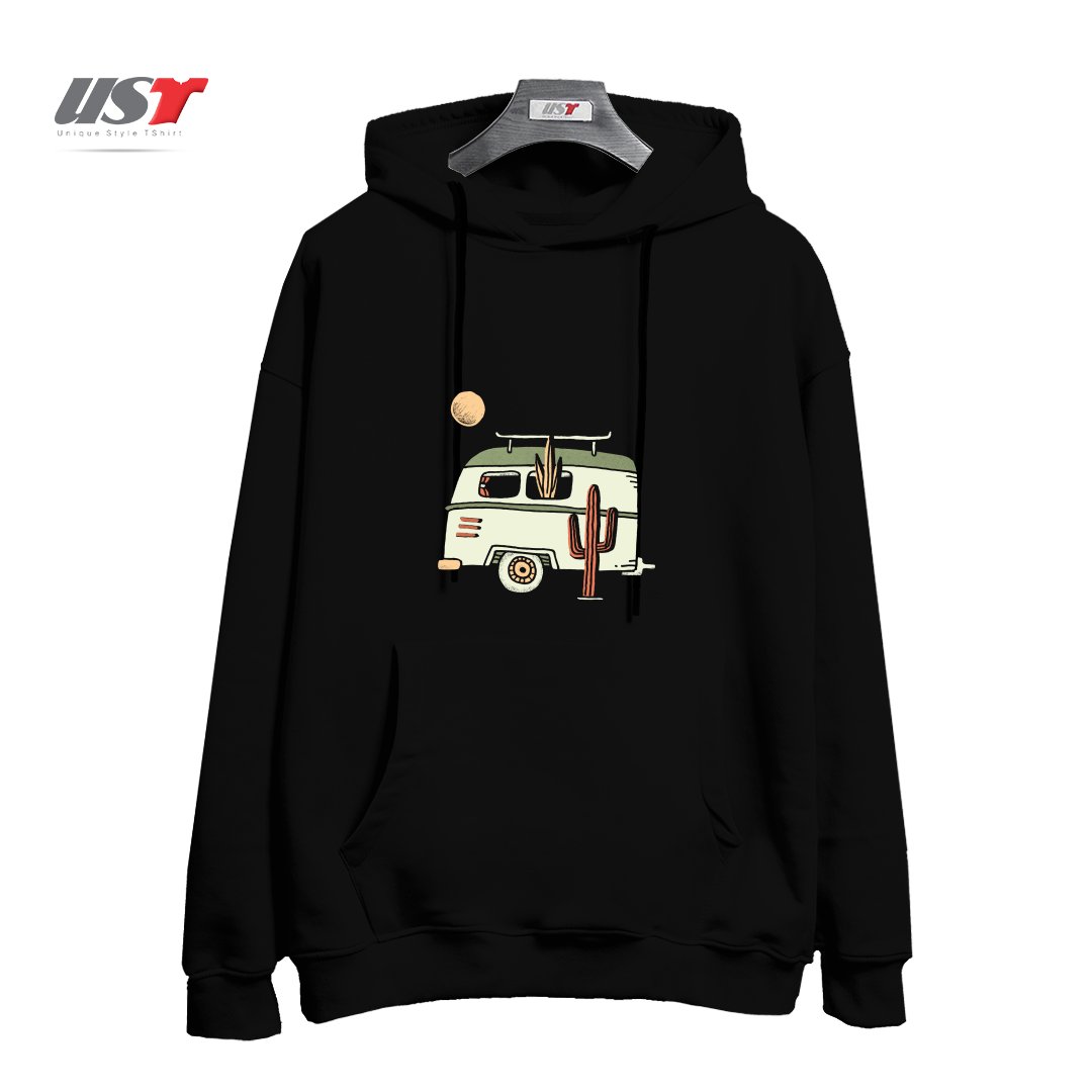 طرح VAN LIFE هودی اورسایزرنگ مشکی