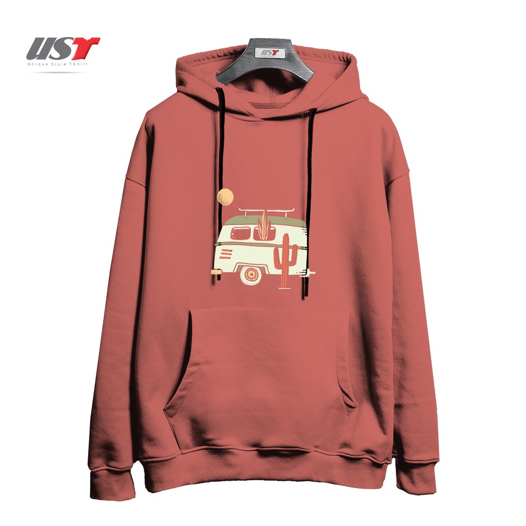 طرح VAN LIFE هودی اورسایزرنگ آجری