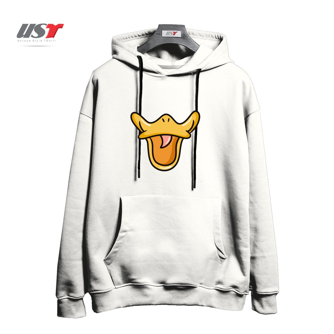 طرح DUCK FACE هودی اورسایزرنگ سفید