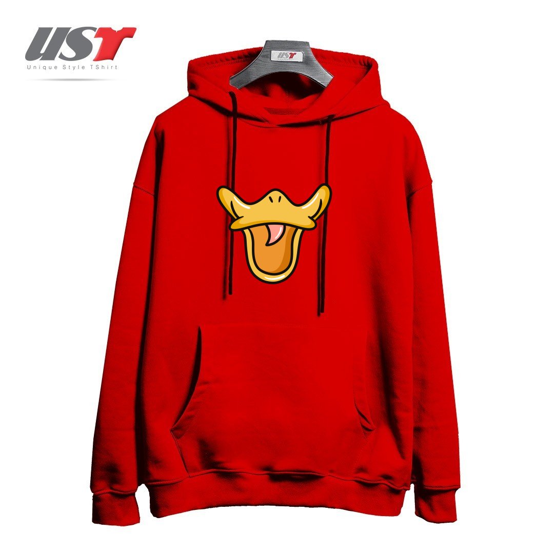 طرح DUCK FACE هودی اورسایزرنگ قرمز