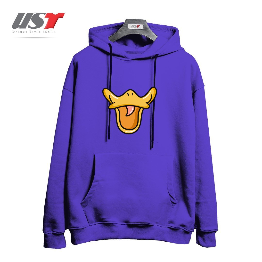 طرح DUCK FACE هودی اورسایزرنگ بنفش