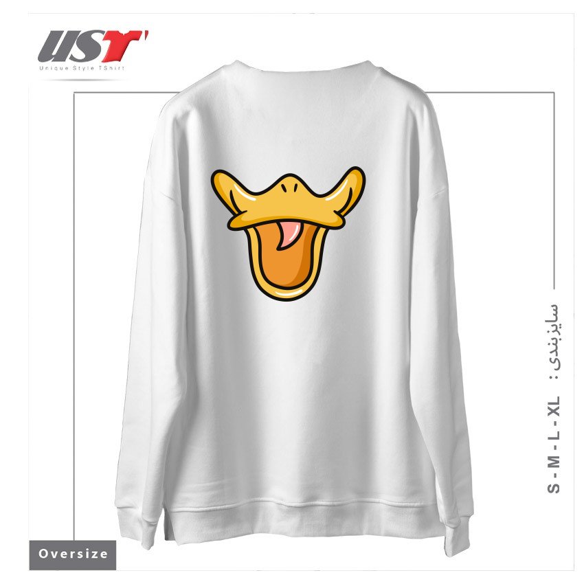 طرح DUCK FACE سوییشرت اورسایزرنگ سفید