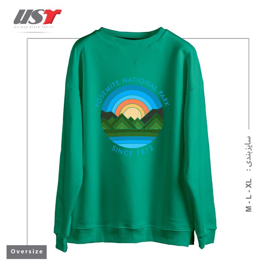 طرح YOSEMITE سوییشرت اورسایزرنگ سبز سدری