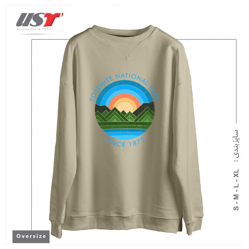 طرح YOSEMITE سوییشرت اورسایزرنگ نخودی