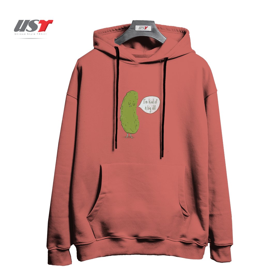 طرح BIG DILL هودی اورسایزرنگ آجری