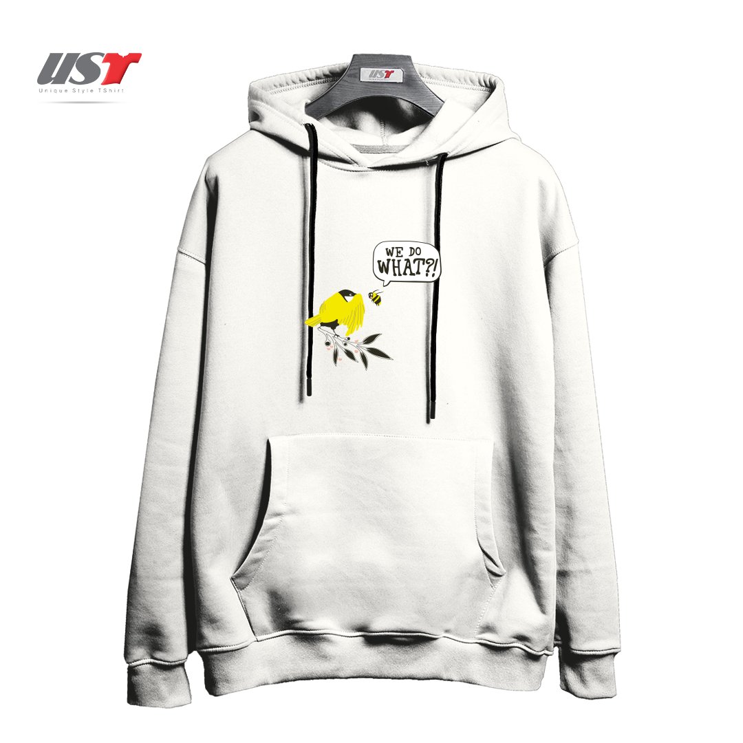 طرح BIRDS & THE BEES هودی اورسایزرنگ سفید