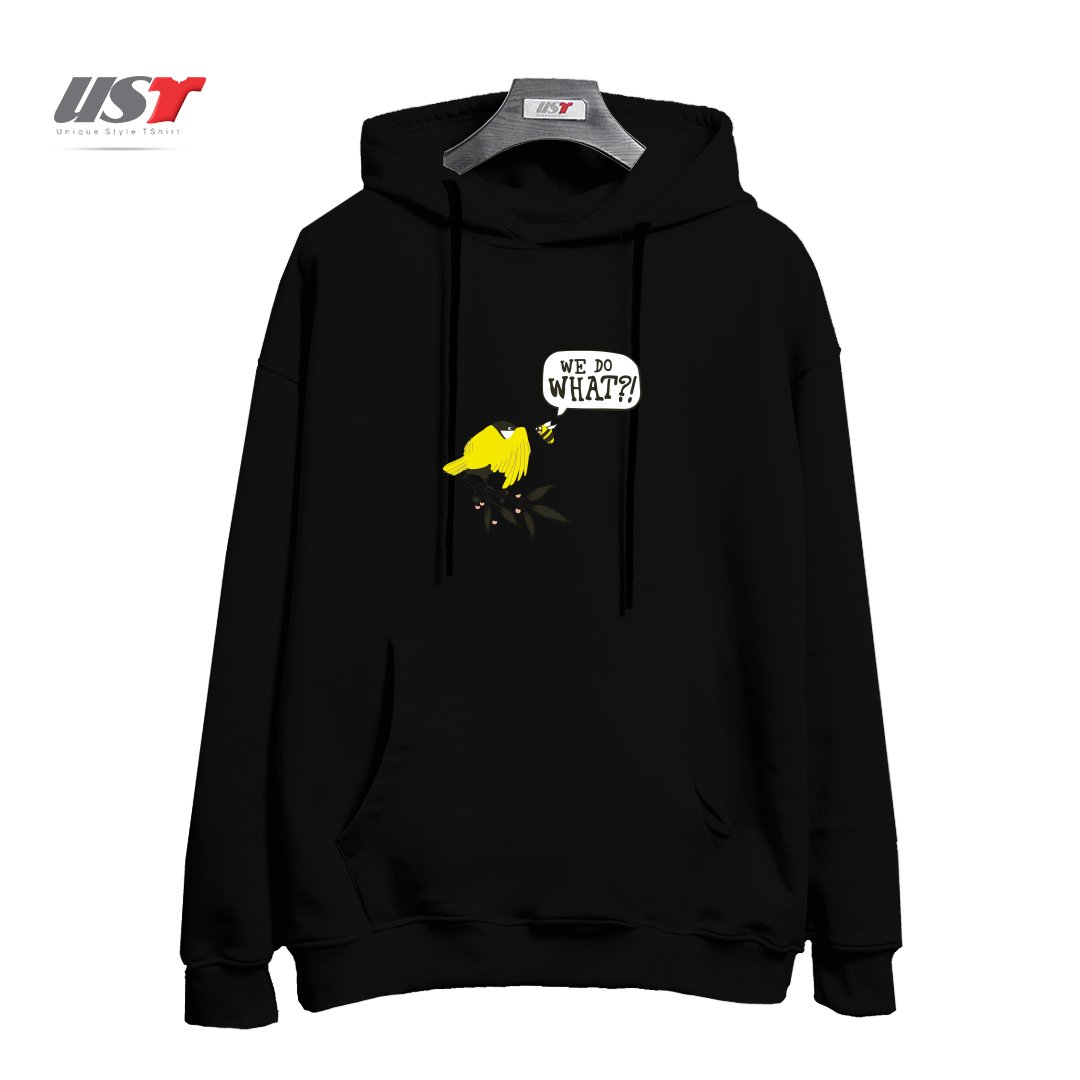 طرح BIRDS & THE BEES هودی اورسایزرنگ مشکی