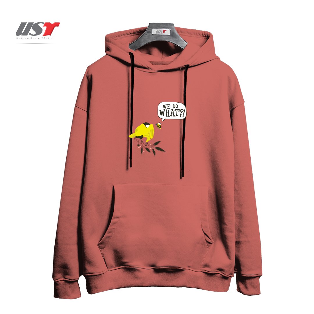 طرح BIRDS & THE BEES هودی اورسایزرنگ آجری