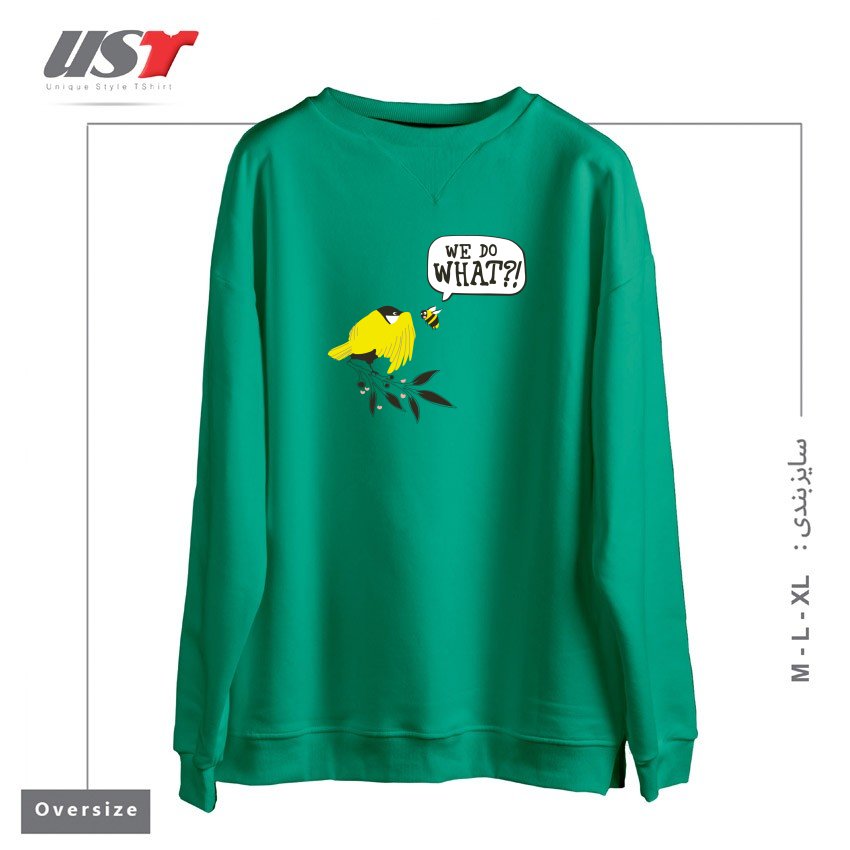 طرح BIRDS & THE BEES سوییشرت اورسایزرنگ سبز سدری