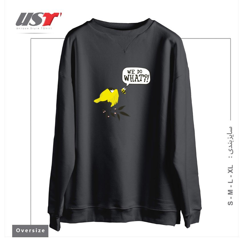 طرح BIRDS & THE BEES سوییشرت اورسایزرنگ دودی