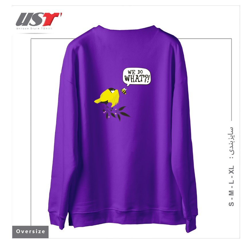 طرح BIRDS & THE BEES سوییشرت اورسایزرنگ بنفش