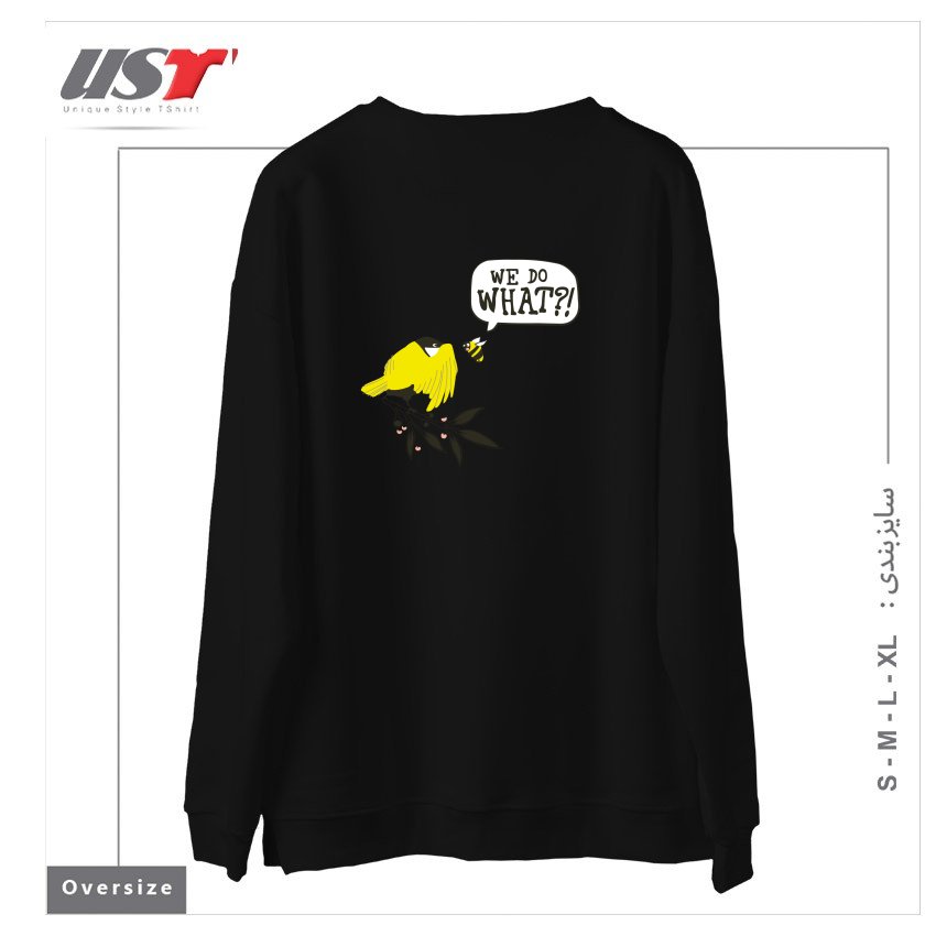 طرح BIRDS & THE BEES سوییشرت اورسایزرنگ مشکی