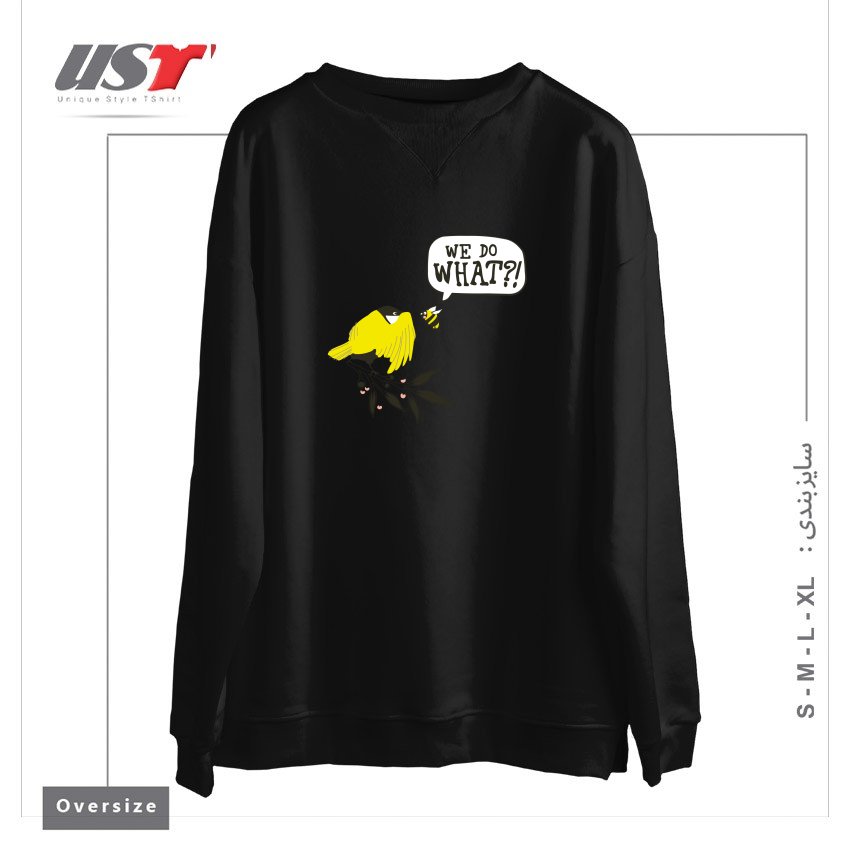 طرح BIRDS & THE BEES سوییشرت اورسایزرنگ مشکی