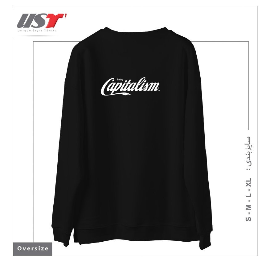طرح ENJOY CAPITALISM سوییشرت اورسایزرنگ مشکی