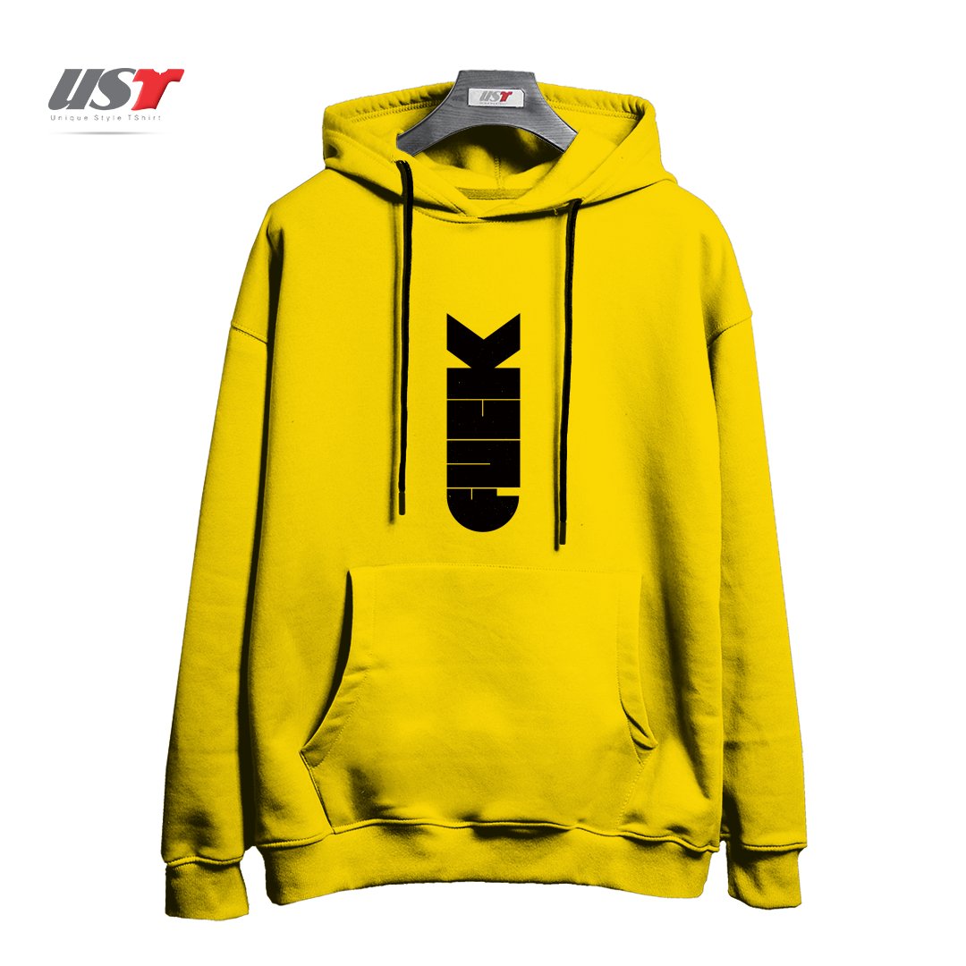 طرح F-BOMB هودی اورسایزرنگ زرد